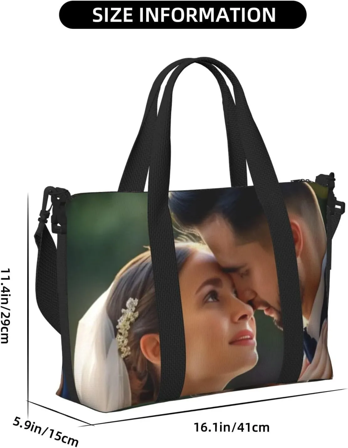 Custom Honeymoon Travel Bag with Your Photo Customized Photo Duffel Bags for Men Women Personalized Shoulder Bag Wedding Party Gifts