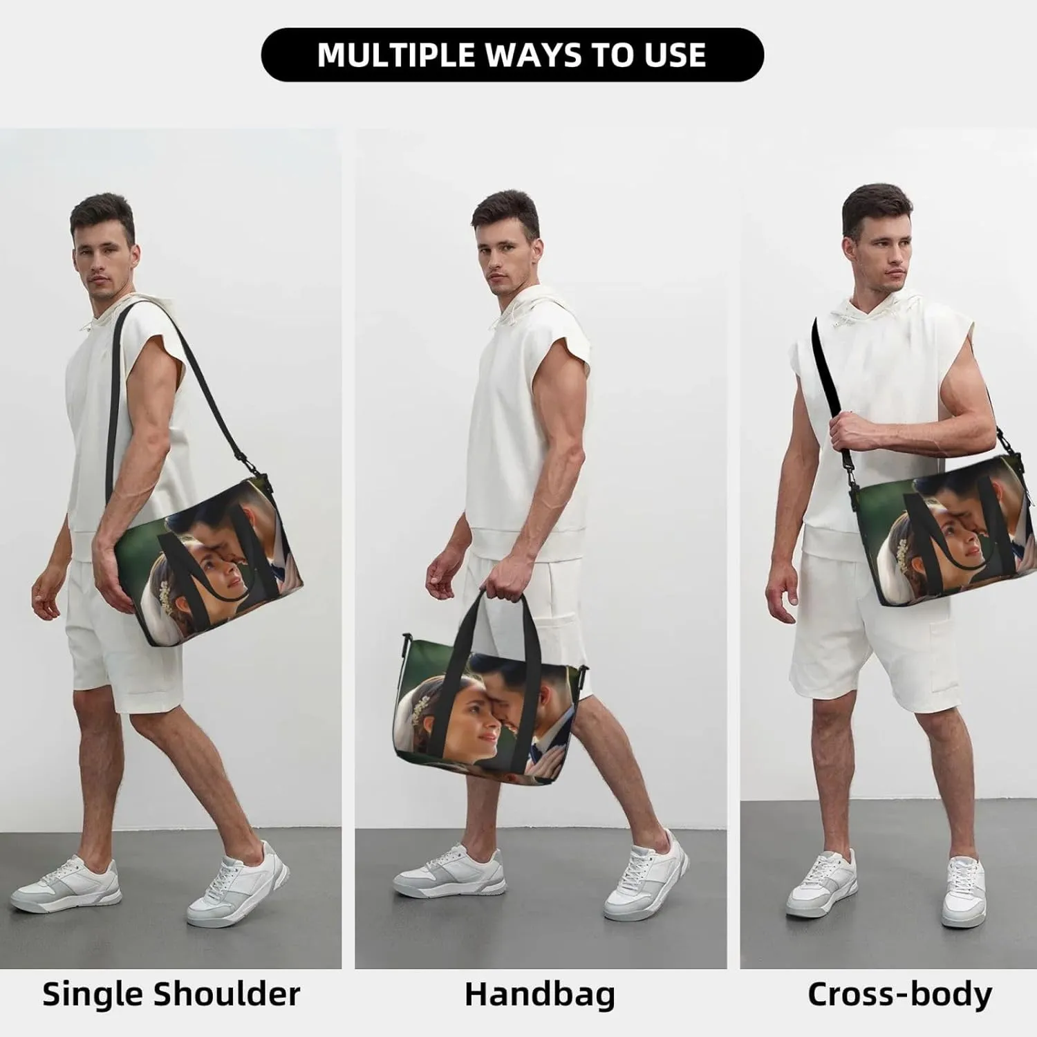 Custom Honeymoon Travel Bag with Your Photo Customized Photo Duffel Bags for Men Women Personalized Shoulder Bag Wedding Party Gifts