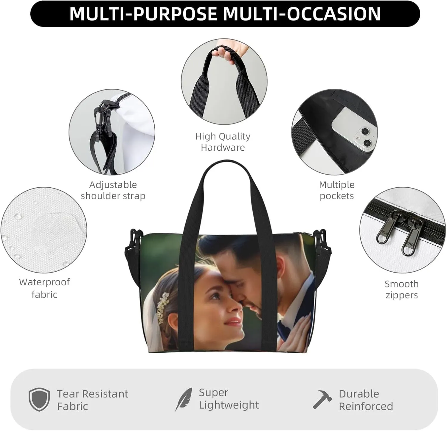 Custom Honeymoon Travel Bag with Your Photo Customized Photo Duffel Bags for Men Women Personalized Shoulder Bag Wedding Party Gifts