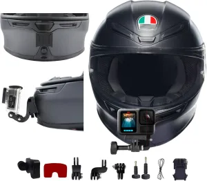 Customized Camera Chin Mount for The AGV K6 Keeps The Lens in The Center Position Compatible with GoPro Hero 12/11/10, Insta360 X3, DJI Action Cameras, Adjustable Camera Bracketa