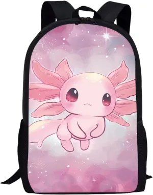 Cute Axolotl Backpack Pink Schoolbag for Girls 4-6,Toddler Preschool Backpack Lightweight and Durable Backpack Bookbag for Kindergarten，Elementary School