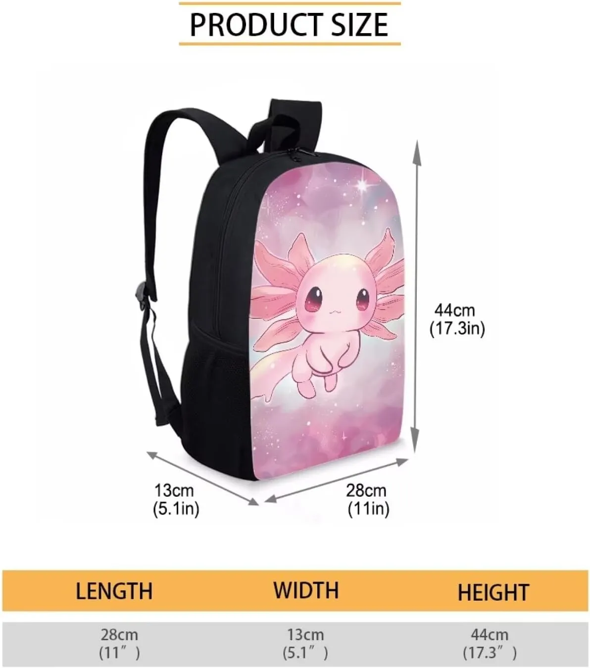 Cute Axolotl Backpack Pink Schoolbag for Girls 4-6,Toddler Preschool Backpack Lightweight and Durable Backpack Bookbag for Kindergarten，Elementary School