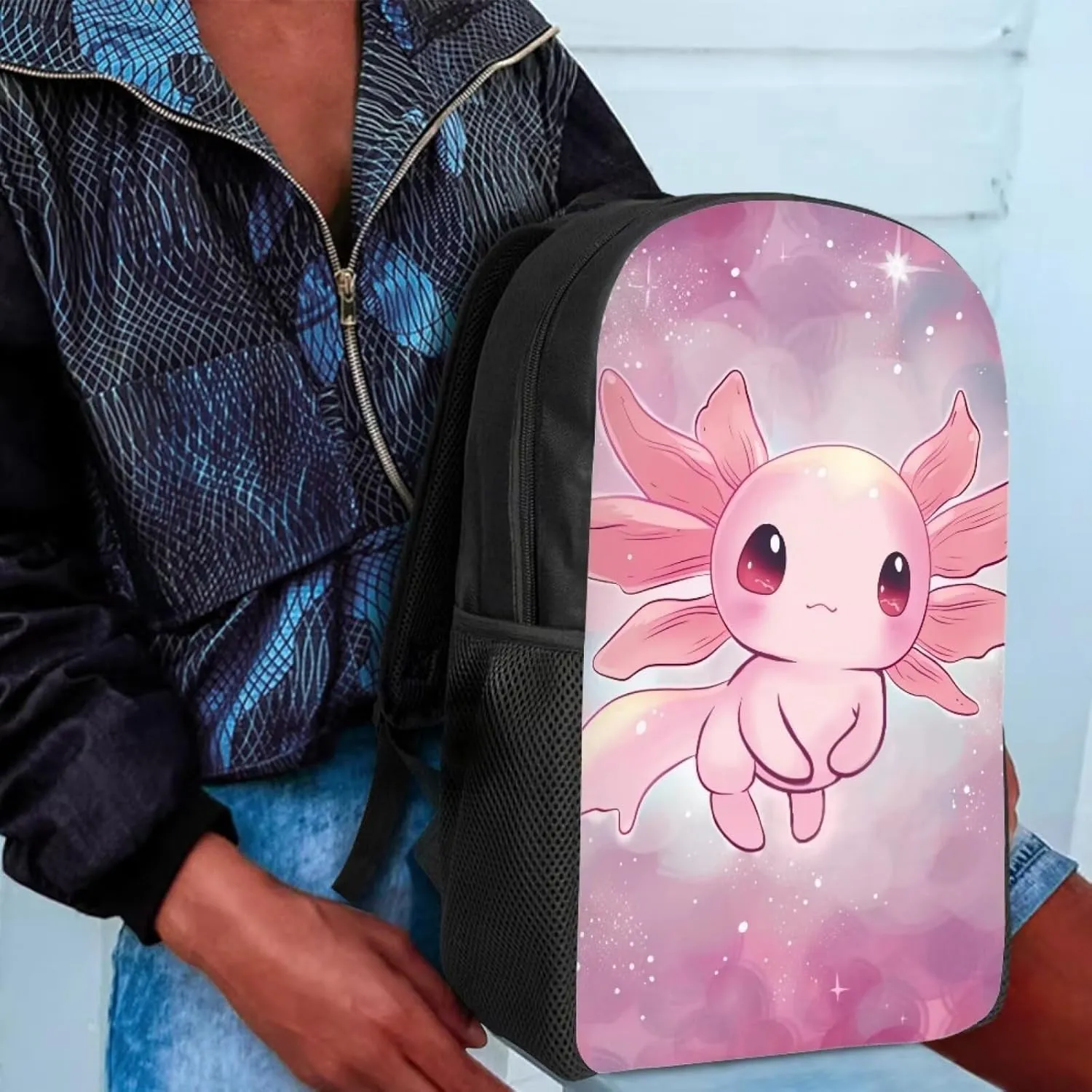 Cute Axolotl Backpack Pink Schoolbag for Girls 4-6,Toddler Preschool Backpack Lightweight and Durable Backpack Bookbag for Kindergarten，Elementary School