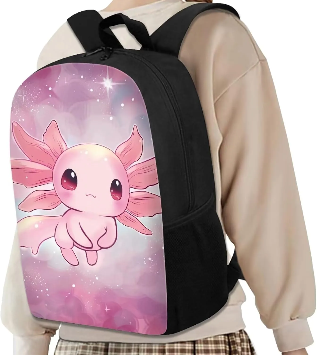 Cute Axolotl Backpack Pink Schoolbag for Girls 4-6,Toddler Preschool Backpack Lightweight and Durable Backpack Bookbag for Kindergarten，Elementary School