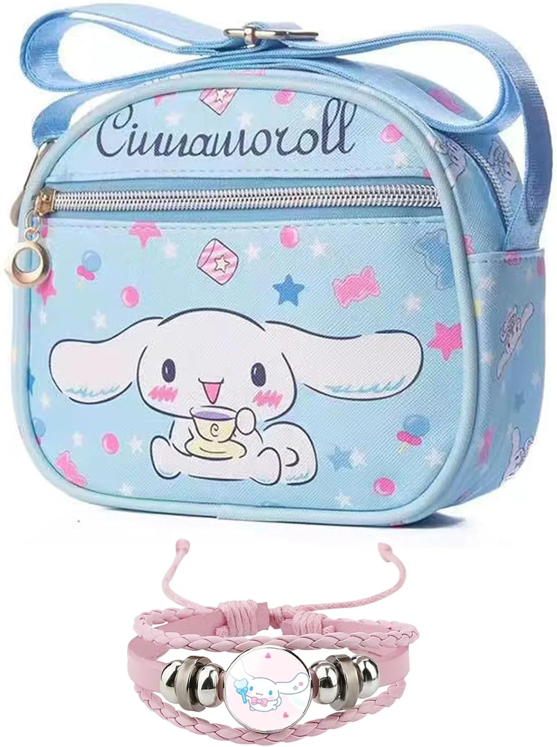 Cute Kitty Cat Crossbody Bag with Adjustable Shoulder Strap and Bracelet Charm Handbag Wallet Purse Shoulder Bag Coin Pouch