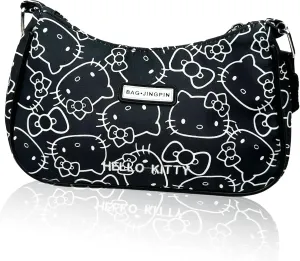 Cute Kitty Friends Shoulder Bags for Women, PU Tote Handbag with Zipper Closure Mini Clutch Shoulder Purse, Underarm Wallet