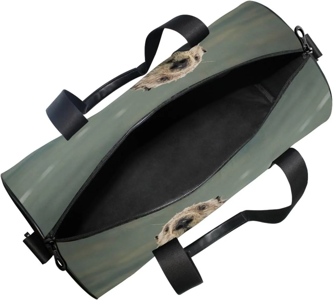 Cute Mother Sea Otter Hug in the Water in Kodiak, Alaska Portable Gym Bag, Travel Bag, Luggage bag, Sports Bag, Toiletry Bag with Handles, Detachable Shoulder Strap 17.6 x 9 x 9 inch