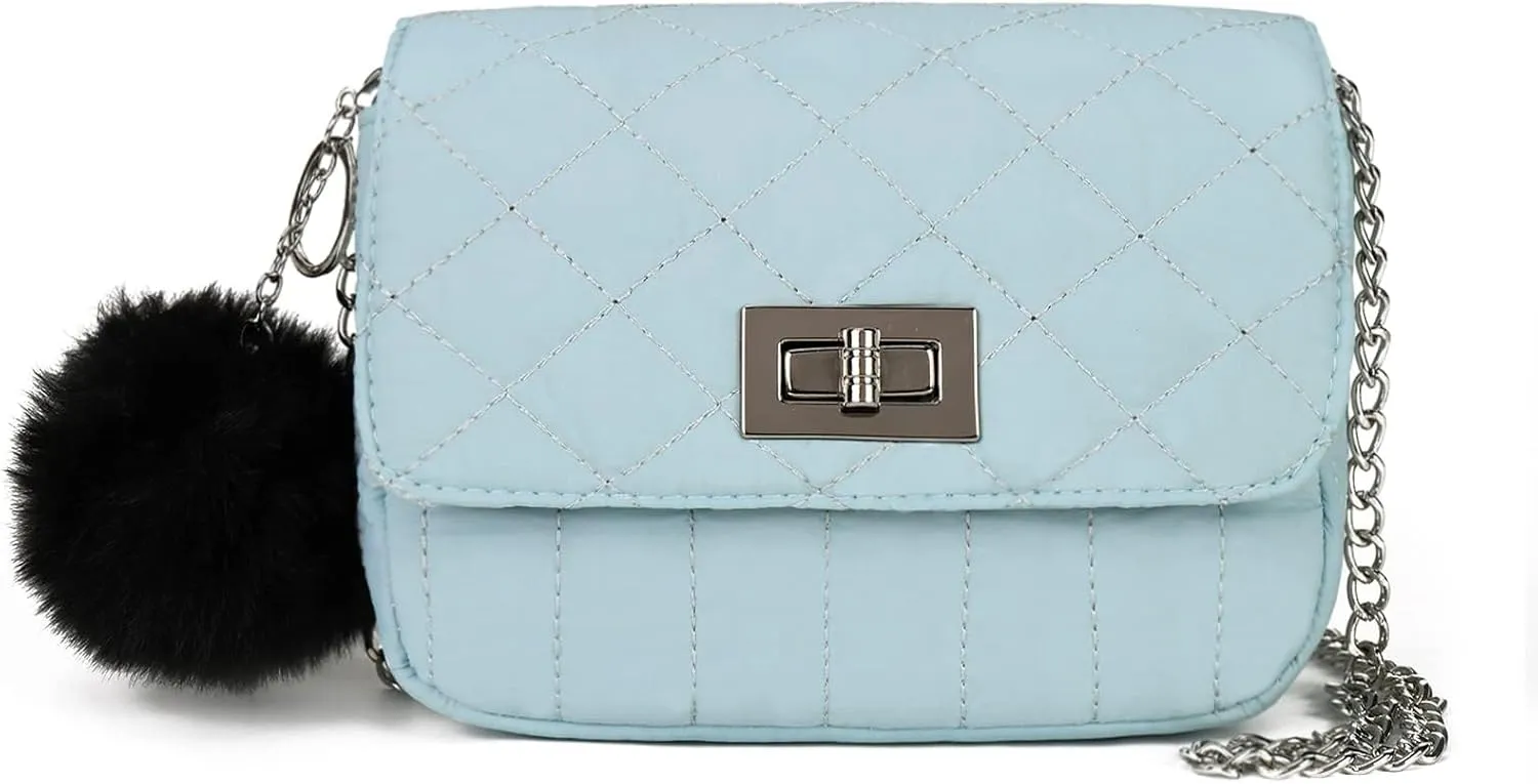 Cute Purses for Teen Girls Gifts, Small Purse and Quilted Crossbody Bags for Women with Chain, Nylon