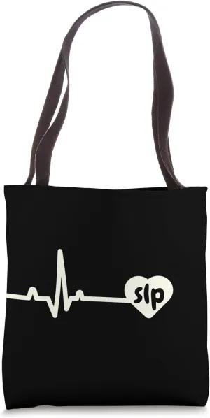 Cute SLP Heartbeat, Cool Speech Language Pathology Therapy Tote Bag