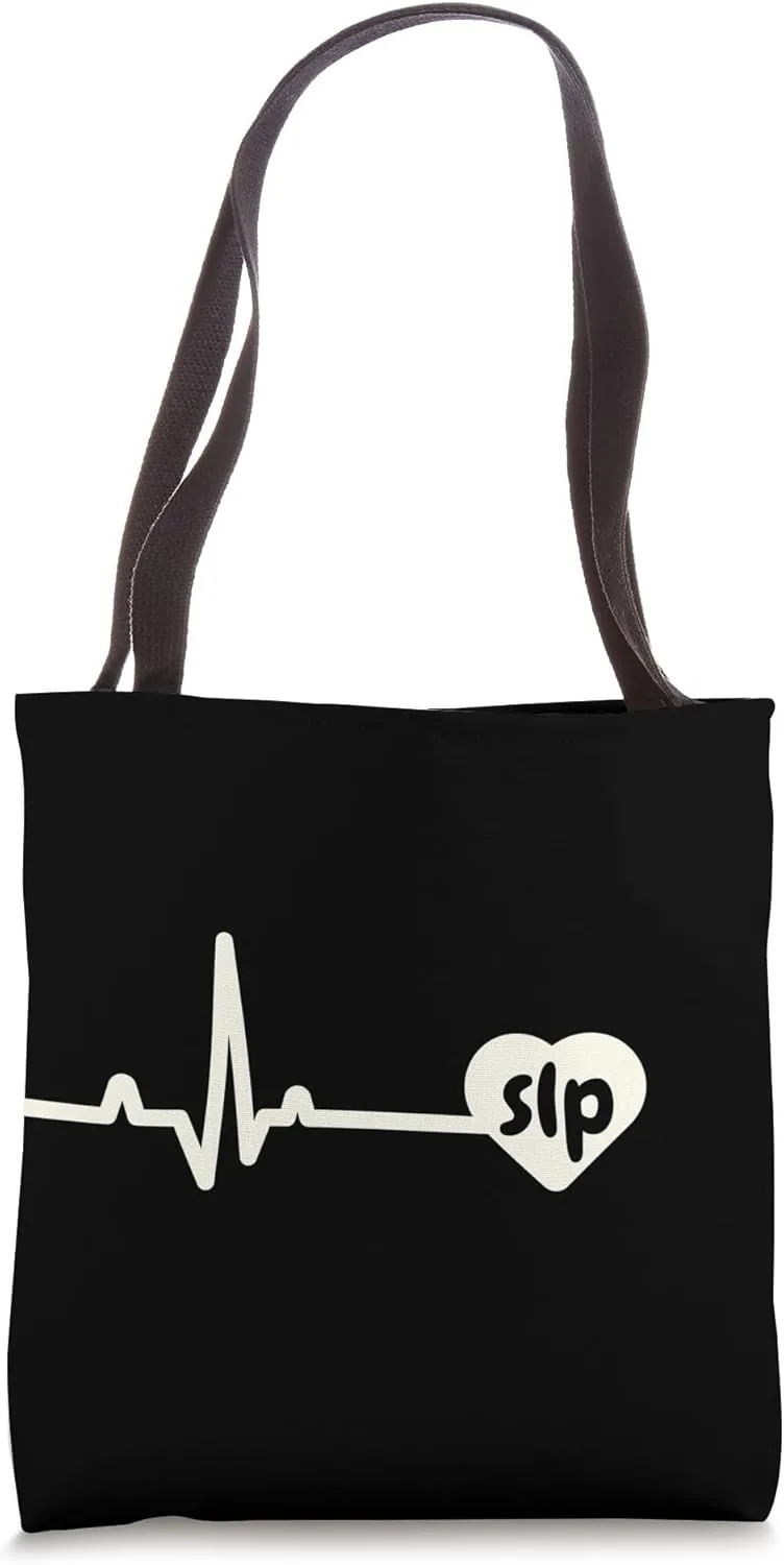 Cute SLP Heartbeat, Cool Speech Language Pathology Therapy Tote Bag