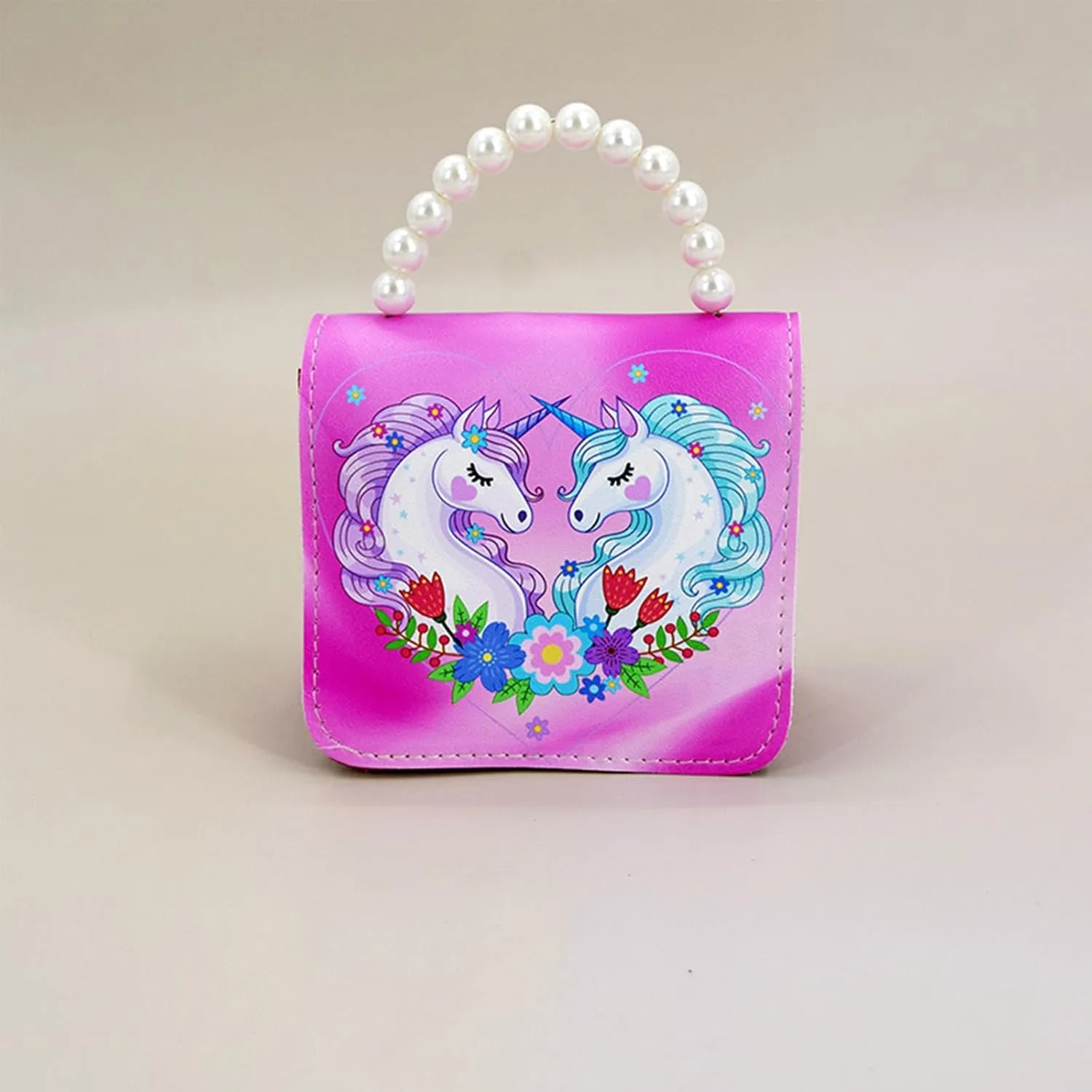 Cute Unicorn Little Girls Purse Kids Crossbody Bag Shoulder Purse Handbag with Pearl Handle