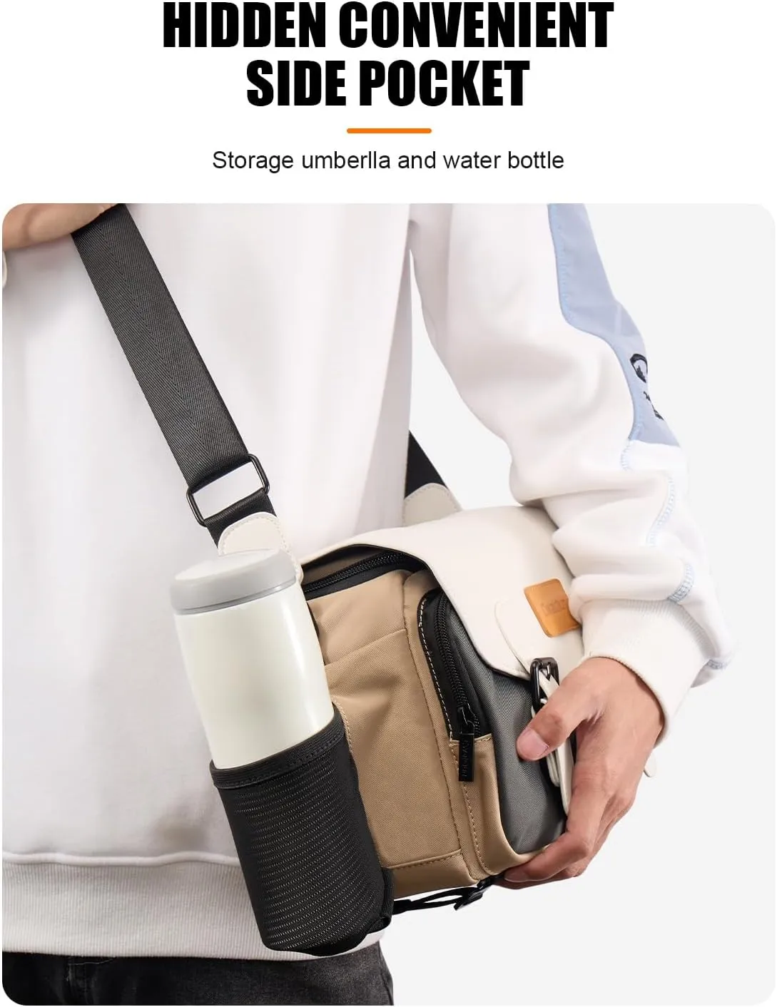 Cwatcun Camera Bag Camera Crossbody Shoulder Messenger Case, Travel Photography Bag for Men/Women with Tripod Holder for Canon, Nikon, Sony, Fuji DSLR/SLR/Mirrorless Cameras, Lens and Accessories