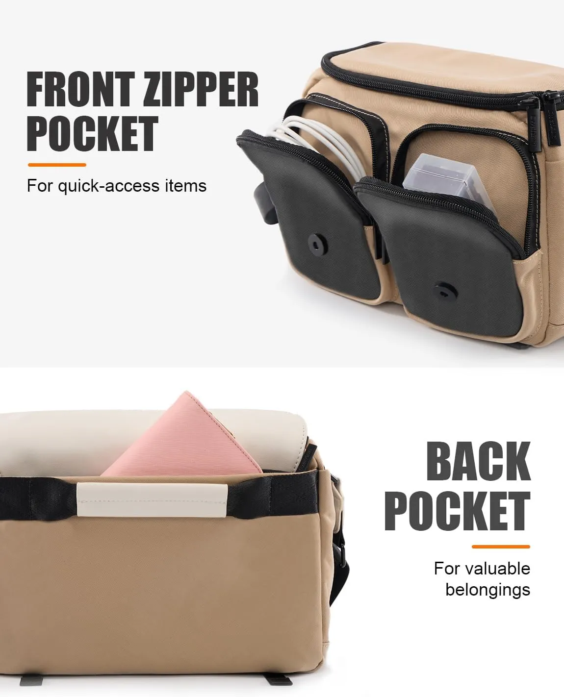 Cwatcun Camera Bag Camera Crossbody Shoulder Messenger Case, Travel Photography Bag for Men/Women with Tripod Holder for Canon, Nikon, Sony, Fuji DSLR/SLR/Mirrorless Cameras, Lens and Accessories