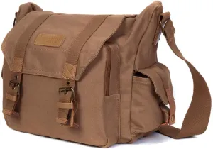 Cwatcun Camera Case Canvas Shoulder Bag with detachable insert Case Shockproof Camera Messenger Bag for Canon Sony Nikon DSLR/SLR, Mirrorless Camera Bag with Tripod Holder for Men Women (Color:Brown)