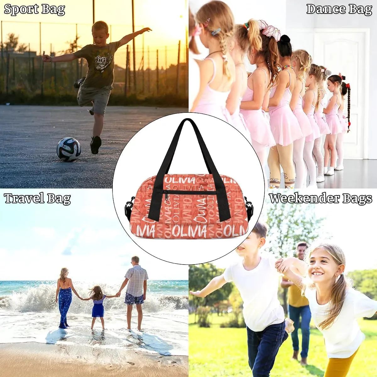 Dance Bag Custom Sport Bag Travel Duffel Bag Personalized Duffel Overnight Bag Cheer Bag Cheerleader Bag for Girls Boys Customized Gym Bag Kids Gifts - Orange
