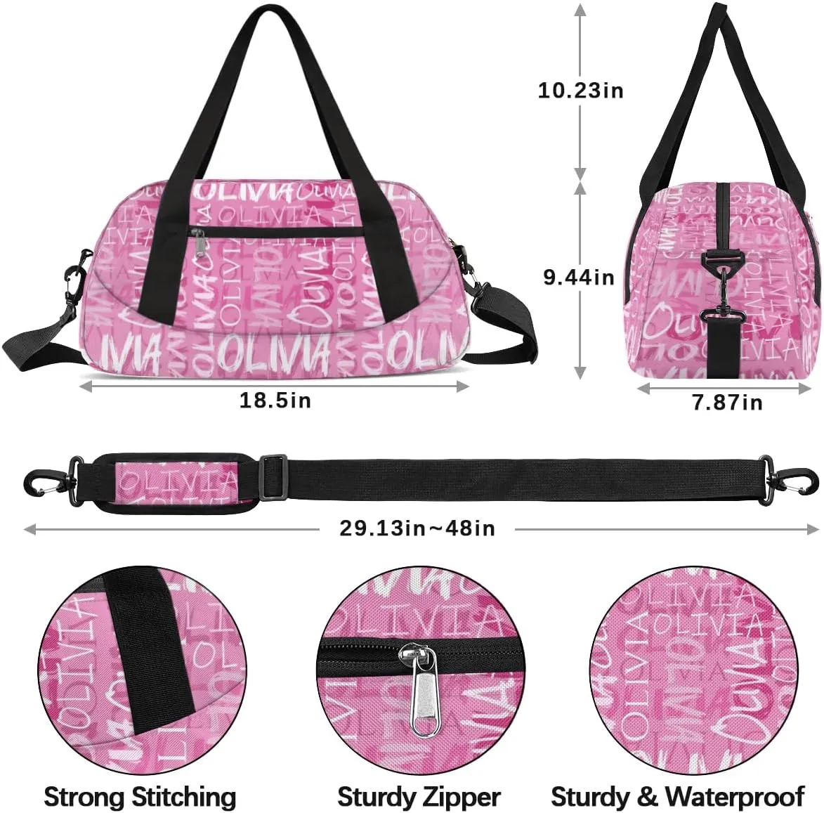 Dance Bag Custom Sport Bag Travel Duffel Bag Personalized Duffel Overnight Bag Cheer Bag Cheerleader Bag for Girls Boys Customized Gym Bag Kids Gifts - Pink