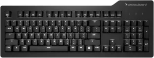 Das Keyboard Prime 13 Mark II Backlit Wired Mechanical Keyboard, Cherry MX2A Silent Red Mechanical Switches, Clean White LED Backlit Keys, USB Pass-Through, Aluminum Top Panel (104 Keys, Black)