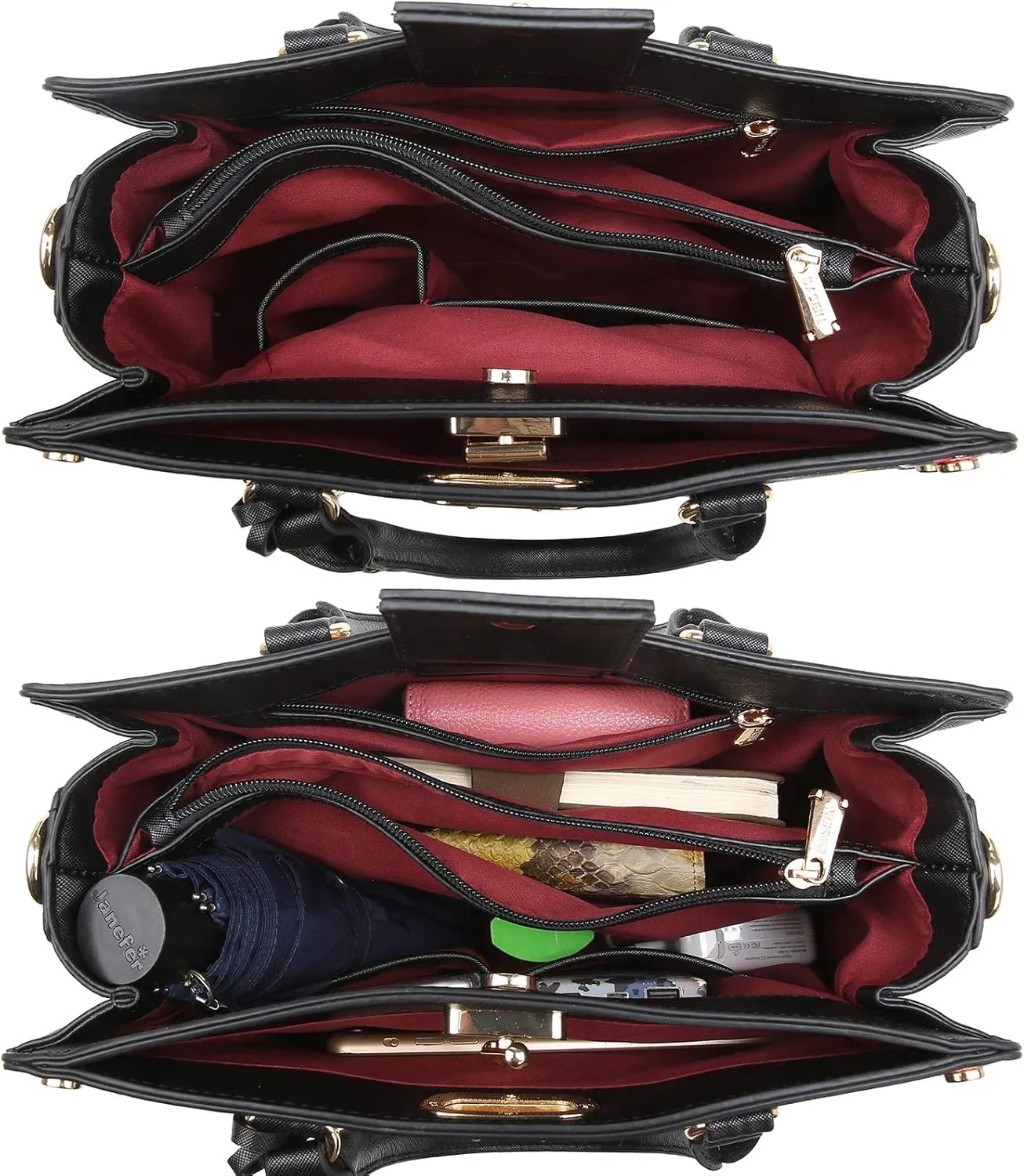 Dasein Women Medium Satchel Handbag Work Tote Shoulder Bag Top Handle Purse with Matching Clutch 2pcs Set