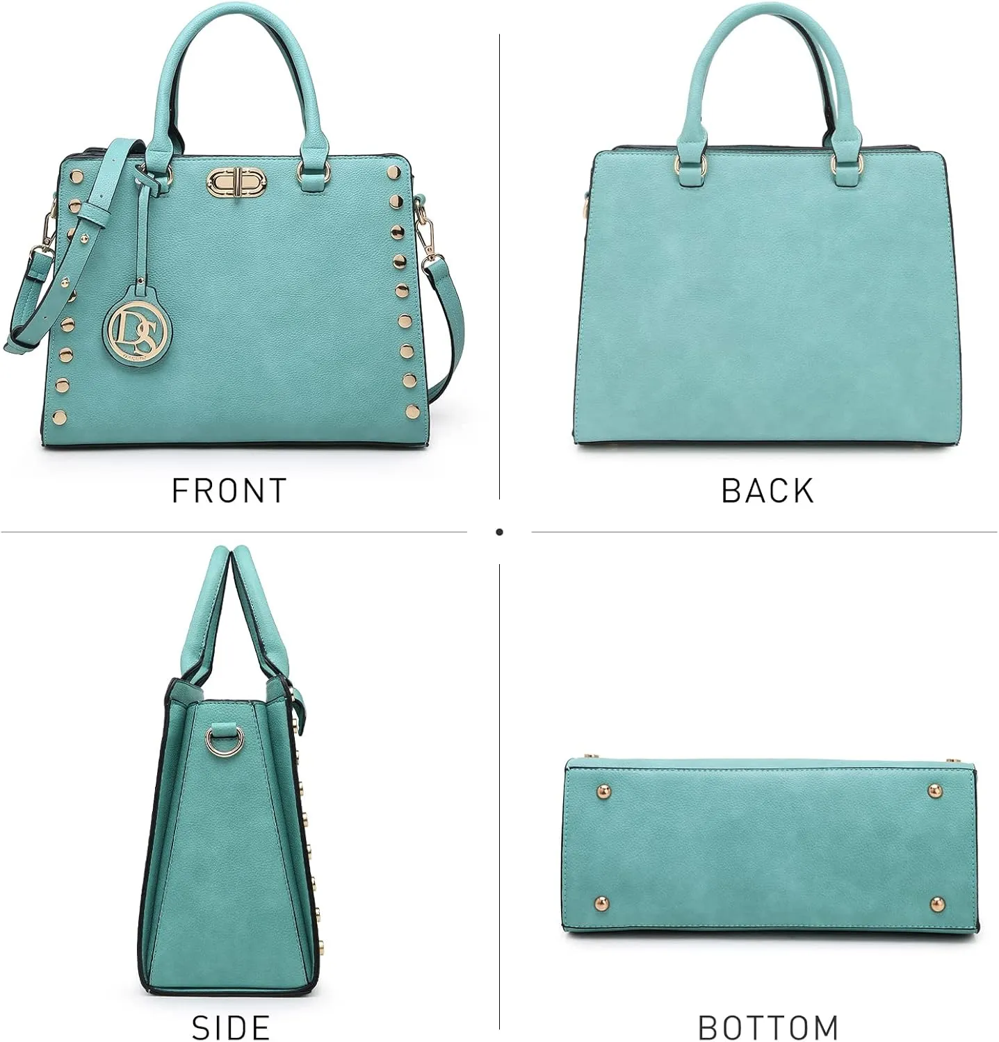 Dasein Women Medium Satchel Handbag Work Tote Shoulder Bag Top Handle Purse with Matching Clutch 2pcs Set