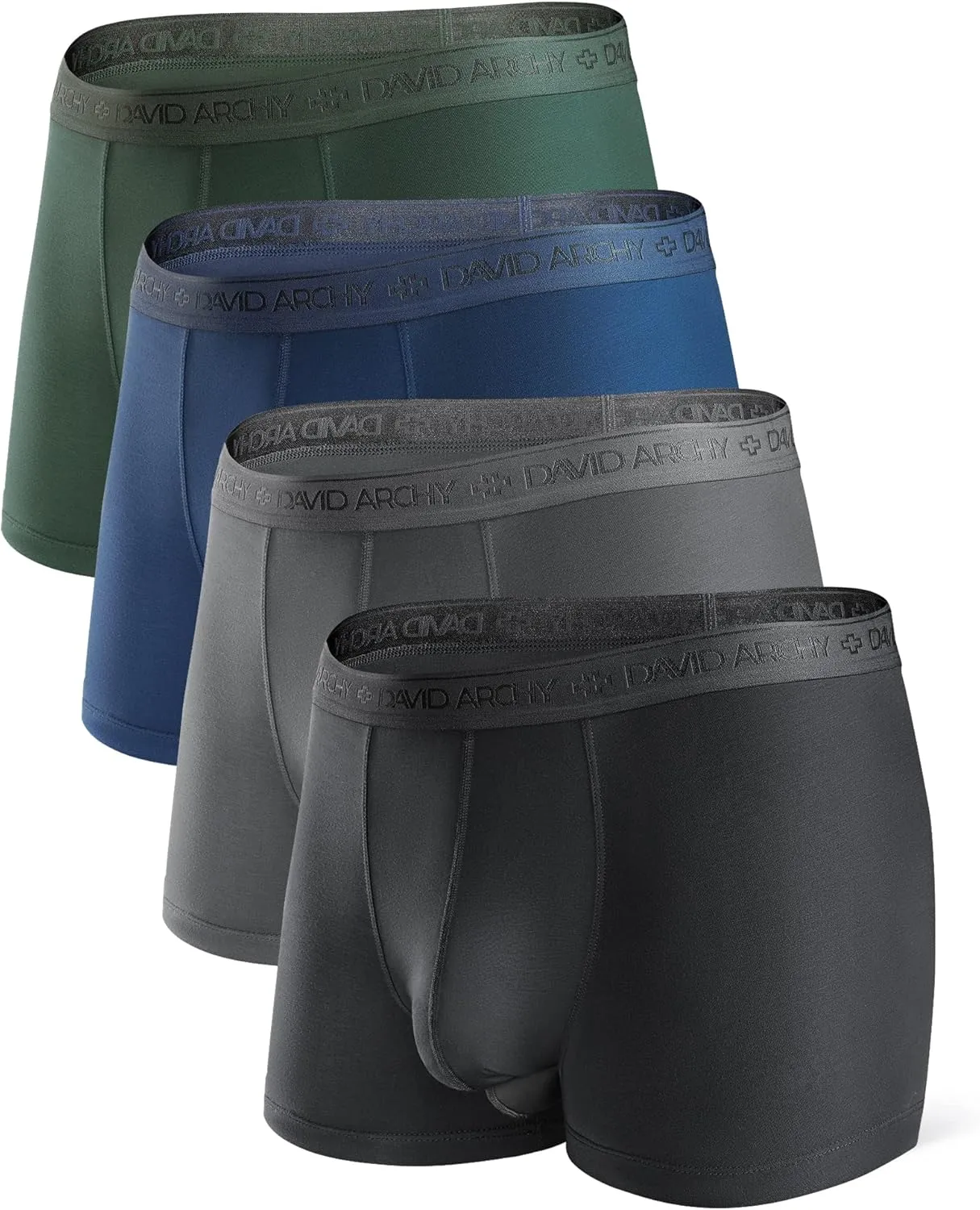 DAVID ARCHY Men's Boxer Briefs, Micro Modal Dual Pouch Trunks Support Ball Bulge Enhancing Underwear,Underwear For Man 3 Pack