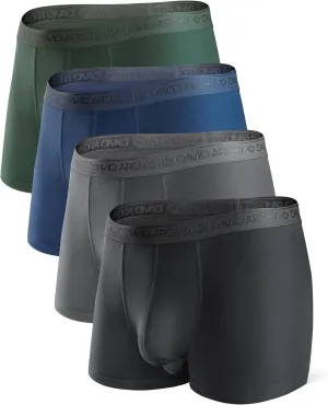 DAVID ARCHY Men's Boxer Briefs, Micro Modal Dual Pouch Trunks Support Ball Bulge Enhancing Underwear,Underwear For Man 3 Pack
