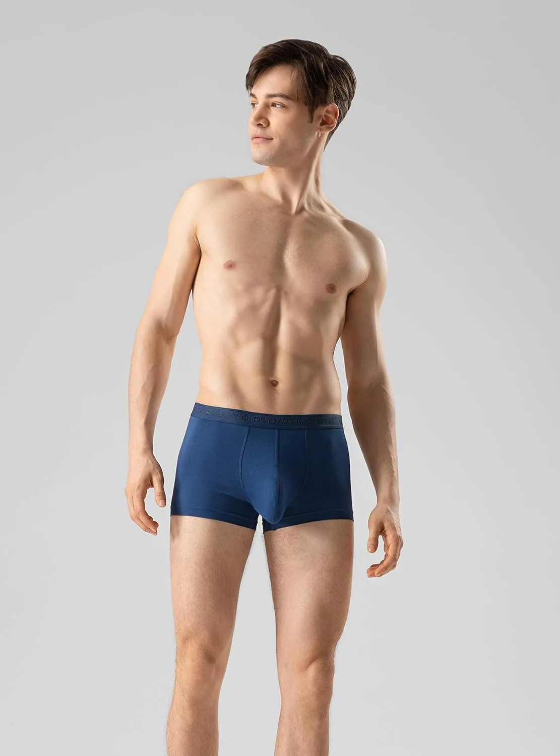 DAVID ARCHY Men's Boxer Briefs, Micro Modal Dual Pouch Trunks Support Ball Bulge Enhancing Underwear,Underwear For Man 3 Pack