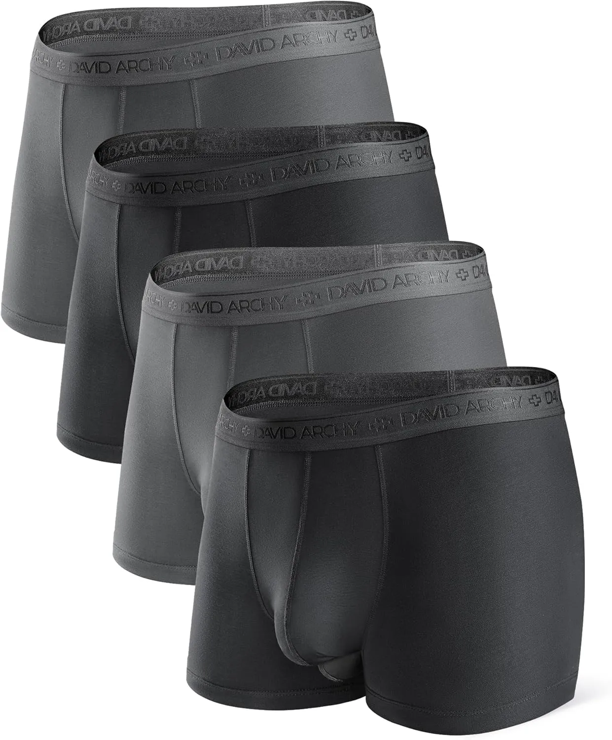 DAVID ARCHY Men's Boxer Briefs, Micro Modal Dual Pouch Trunks Support Ball Bulge Enhancing Underwear,Underwear For Man 3 Pack