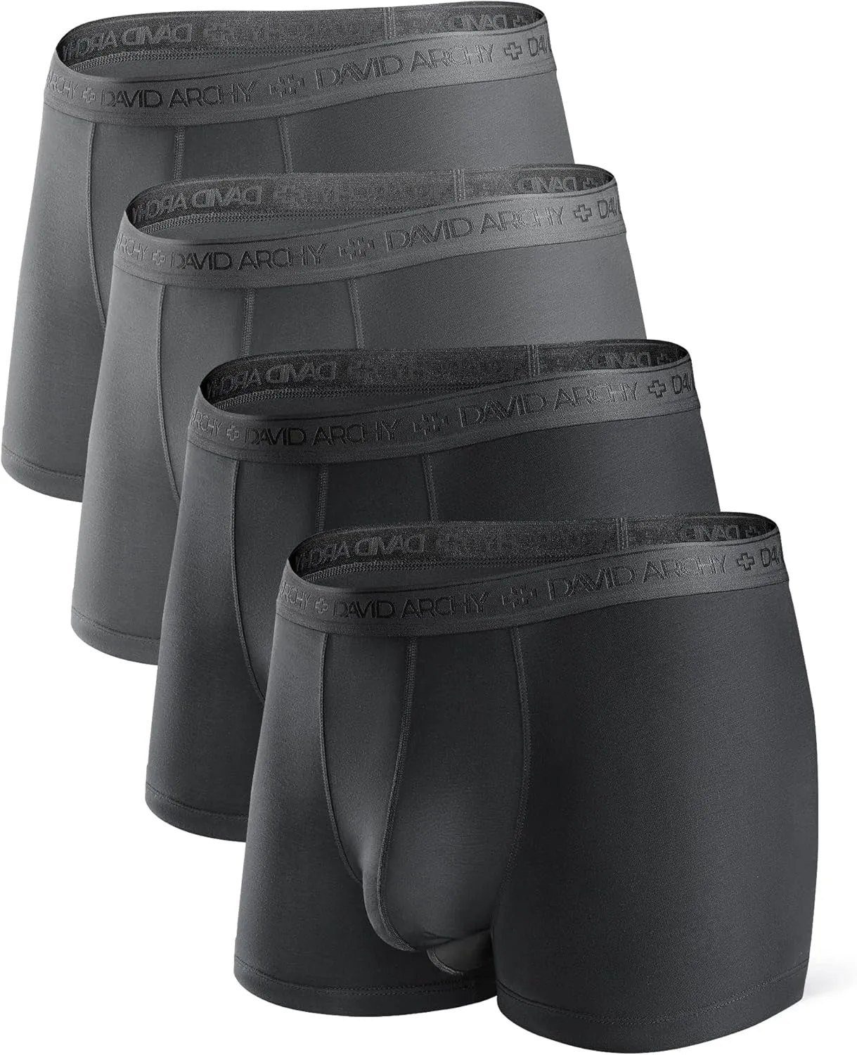 DAVID ARCHY Men's Boxer Briefs, Micro Modal Dual Pouch Trunks Support Ball Bulge Enhancing Underwear,Underwear For Man 3 Pack