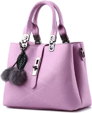 Dayfine Women's PU Small Square Bag Sweet Lady Embroidery Ball Pendant Shoulder Bag