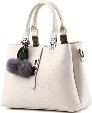 Dayfine Women's PU Small Square Bag Sweet Lady Embroidery Ball Pendant Shoulder Bag