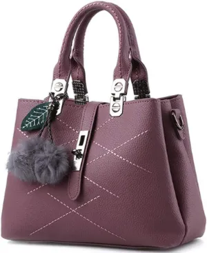 Dayfine Women's PU Small Square Bag Sweet Lady Embroidery Ball Pendant Shoulder Bag