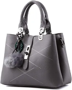 Dayfine Women's PU Small Square Bag Sweet Lady Embroidery Ball Pendant Shoulder Bag