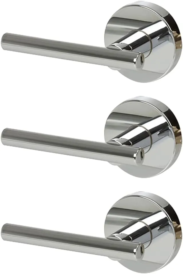 Designers Impressions Kain Design Polished Chrome Dummy Non Turning Euro Door Lever Hardware for Closet Doors (Non- Functioning), 3 Pack