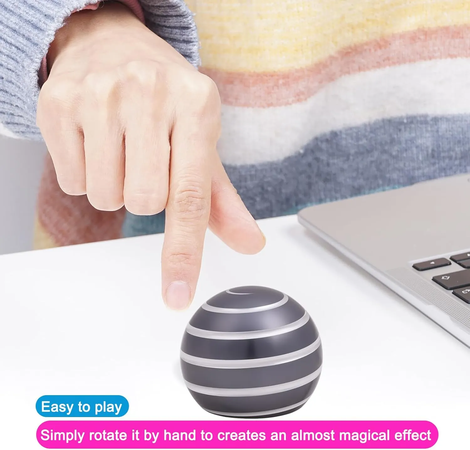 Desk-Kinetic-Toys Cool-Gadgets for Fidget: Cool-Stuff Thing Game Toy for Adult Teen Children Kid, Stress Relief Optical-Illusion Gifts for Office School Home Man Women Christmas Spinning 300 Seconds