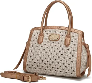 Diamond Marvel Rhinestone Top Handle Handbag Bling Open Heart Work Tote Bag with Shoulder Strap