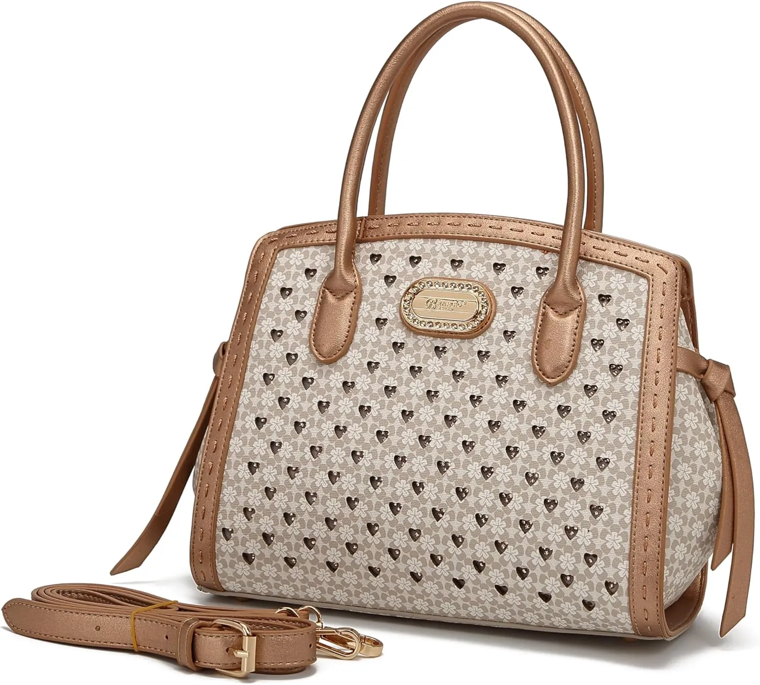 Diamond Marvel Rhinestone Top Handle Handbag Bling Open Heart Work Tote Bag with Shoulder Strap