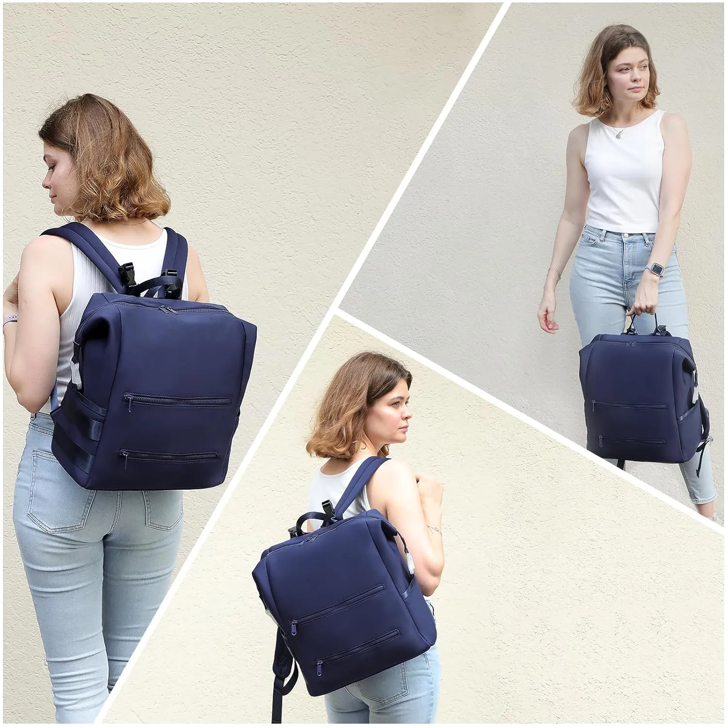 Diaper Bag Backpack,Large Neoprene Baby Bag for Boys Girls with 15 Diaper Bag Organizer,2 Insulated Pockets,Changing Pad,Stroller Straps,Navy Blue