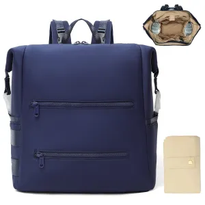 Diaper Bag Backpack,Large Neoprene Baby Bag for Boys Girls with 15 Diaper Bag Organizer,2 Insulated Pockets,Changing Pad,Stroller Straps,Navy Blue