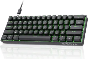 DIERYA 60% Mechanical Keyboard, DK61se Wired Gaming Keyboard with Brown Switches, LED Backlit Ultra-Compact 61 Keys Mini Office Keyboard for Windows Laptop PC Gamer Typist（Black）
