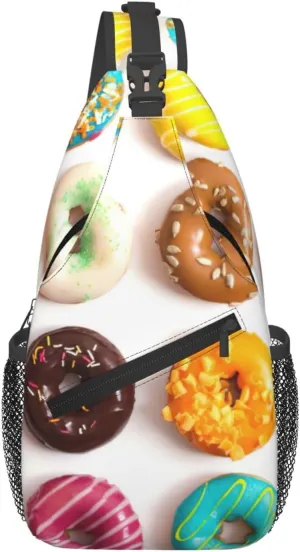 Different Flavors Of Doughnuts Men'S Casual Chest Crossbody Bag, Lightweight Durable Shoulder Sling Pack For Daily Use, Travel, And Outdoor.