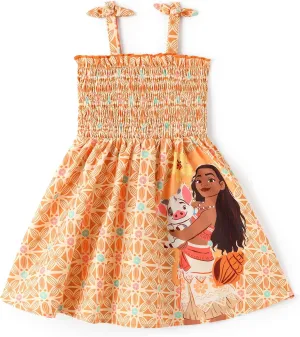 Disney Princess Frozen Elsa Minnie Mouse Toddler Girl Dress Bow Strap Smocked Summer Outfit Birthday Party Clothes 2-6 Years