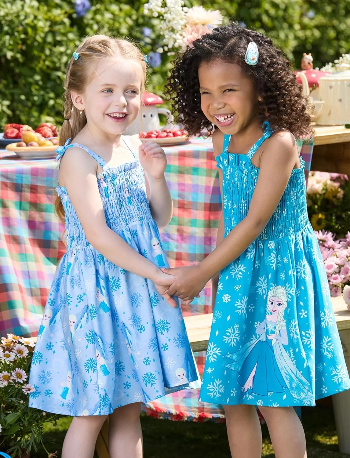 Disney Princess Frozen Elsa Minnie Mouse Toddler Girl Dress Bow Strap Smocked Summer Outfit Birthday Party Clothes 2-6 Years