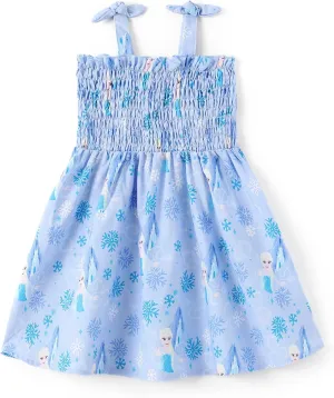 Disney Princess Frozen Elsa Minnie Mouse Toddler Girl Dress Bow Strap Smocked Summer Outfit Birthday Party Clothes 2-6 Years