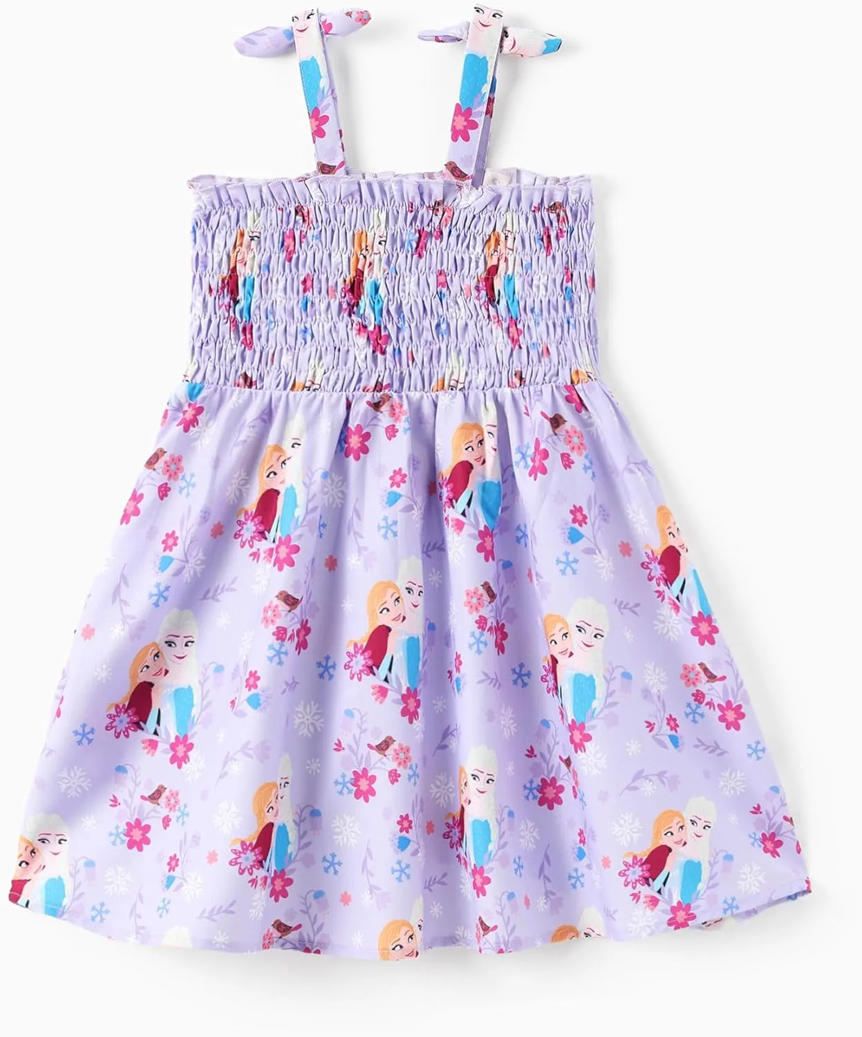 Disney Princess Frozen Elsa Minnie Mouse Toddler Girl Dress Bow Strap Smocked Summer Outfit Birthday Party Clothes 2-6 Years