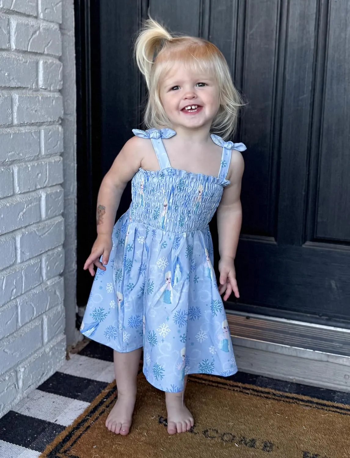 Disney Princess Frozen Elsa Minnie Mouse Toddler Girl Dress Bow Strap Smocked Summer Outfit Birthday Party Clothes 2-6 Years