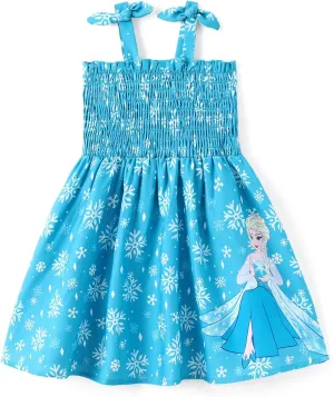 Disney Princess Frozen Elsa Minnie Mouse Toddler Girl Dress Bow Strap Smocked Summer Outfit Birthday Party Clothes 2-6 Years