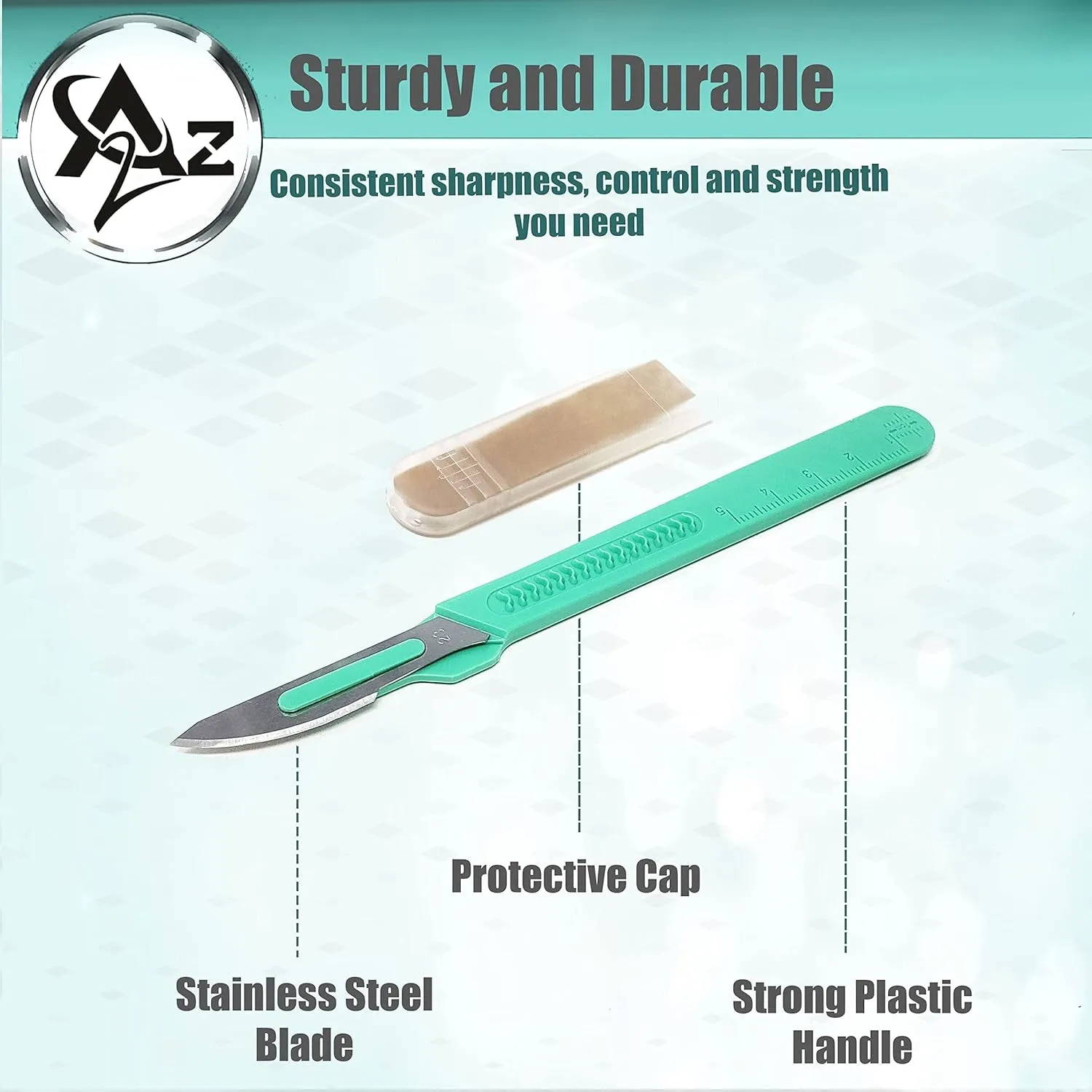 Disposable Sterile Razor Scalpel #23, Podiatry & Dermaplaning Tool, Precision Carbon-Steel Blades with Plastic Handle - Individual Pouches - Exfoliation, Dead Skin/Callus Removing & More - Box of 10