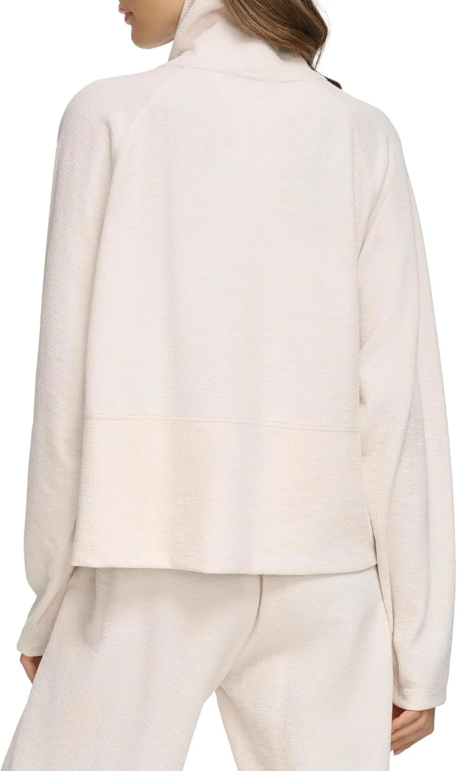 DKNY Women's Performance Pullover Tech Slub Funnel Neck