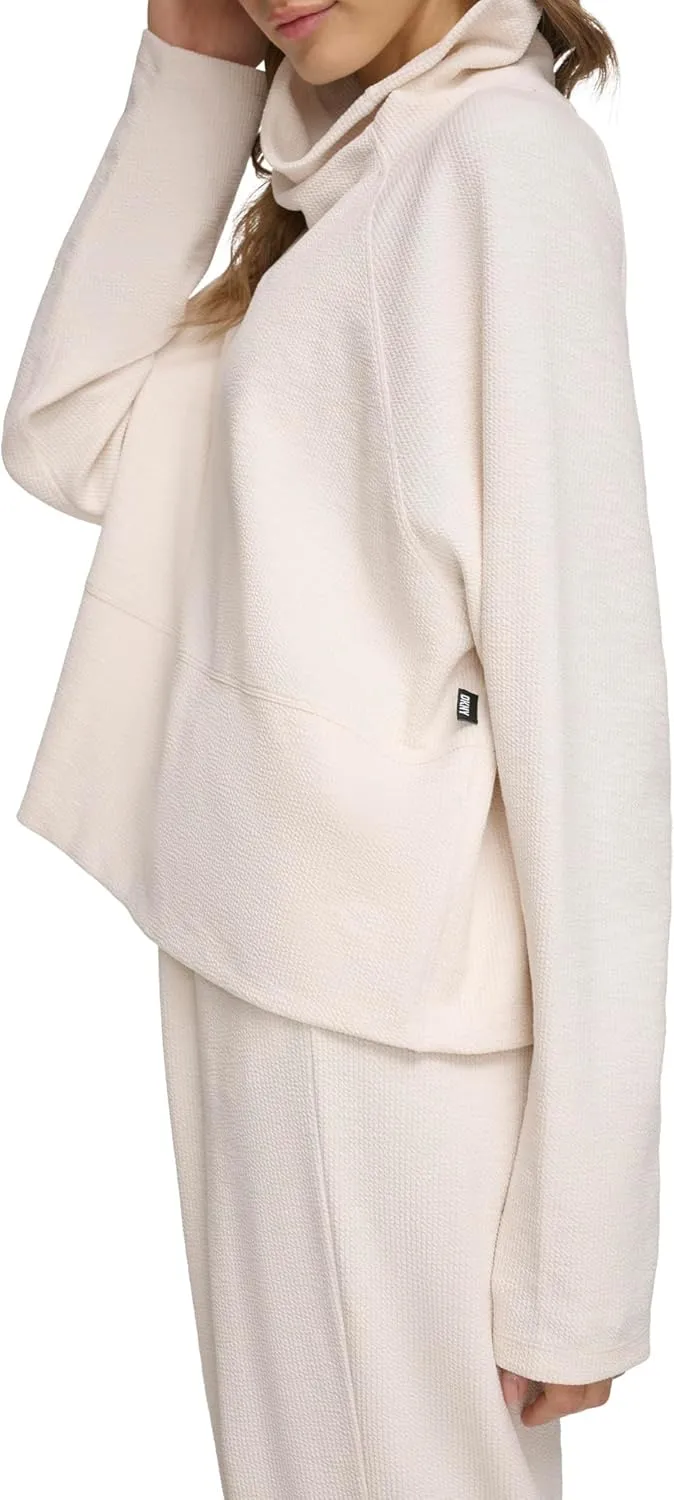 DKNY Women's Performance Pullover Tech Slub Funnel Neck