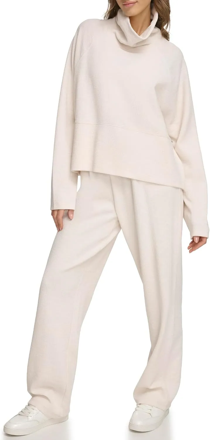 DKNY Women's Performance Pullover Tech Slub Funnel Neck